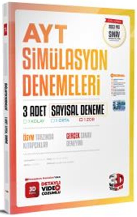 3D Yayınları YKS AYT Sayısal Simülasyon 3 Deneme Video Çözümlü 3D Yayınları