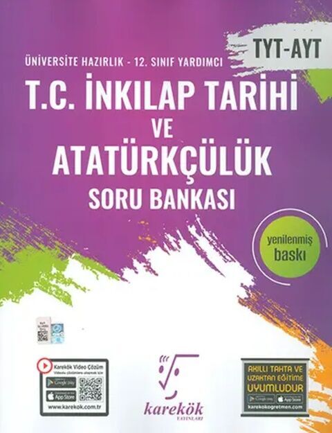 Karekök YKS TYT AYT TC İnkılap Tarihi ve Atatürkçülük Soru Bankası Karekök Yayınları