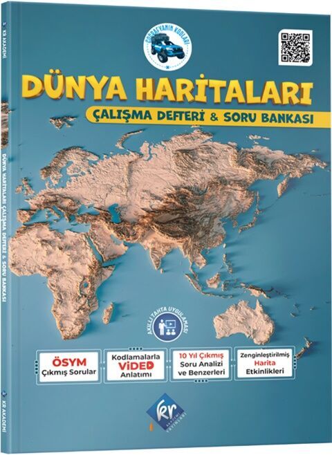 KR Akademi YKS TYT AYT KPSS MEB-AGS Coğrafyanın Kodları Dünya Haritaları Çalışma Defteri ve Soru Bankası - Yunus Turan KR Akademi Yayınları
