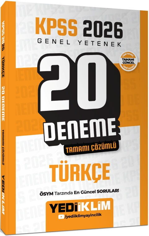 Yediiklim 2026 KPSS Türkçe 20 Deneme Çözümlü Yediiklim Yayınları
