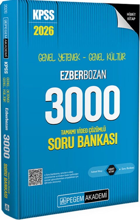 Pegem 2026 KPSS Genel Yetenek Genel Kültür EZBERBOZAN 3000 Soru Bankası Tek Kitap Pegem Akademi Yayınları