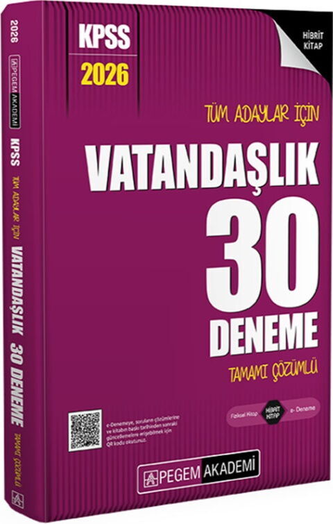 Pegem 2026 KPSS Vatandaşlık 30 Deneme Çözümlü Pegem Akademi Yayınları