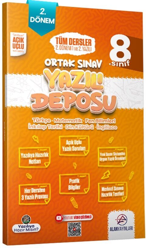 Alan Yayınları 8. Sınıf Tüm Dersler Ortak Sınav 2. Dönem 1. ve 2. Yazılı