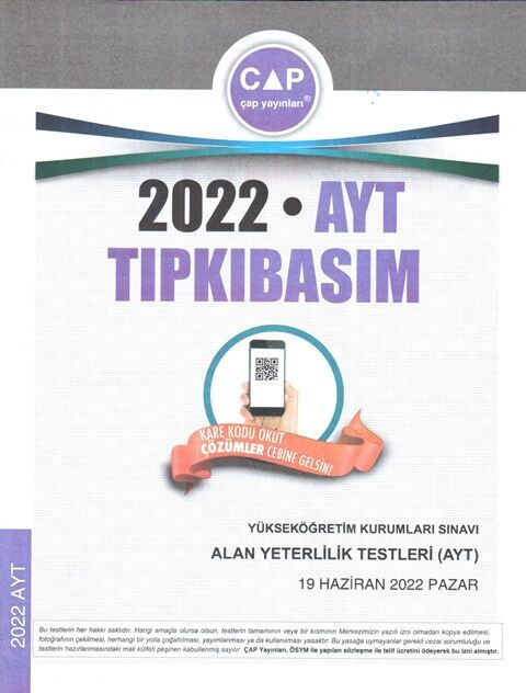 Çap Yayınları 2022 AYT Tıpkı Basım